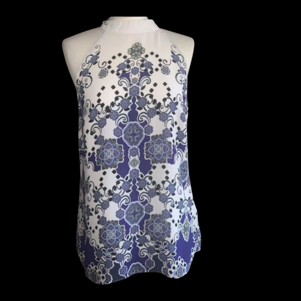 Elegant Blue and White Women's Top
